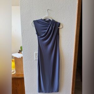 Zara Sleeveless Draped Maxi Dress in Slate Blue